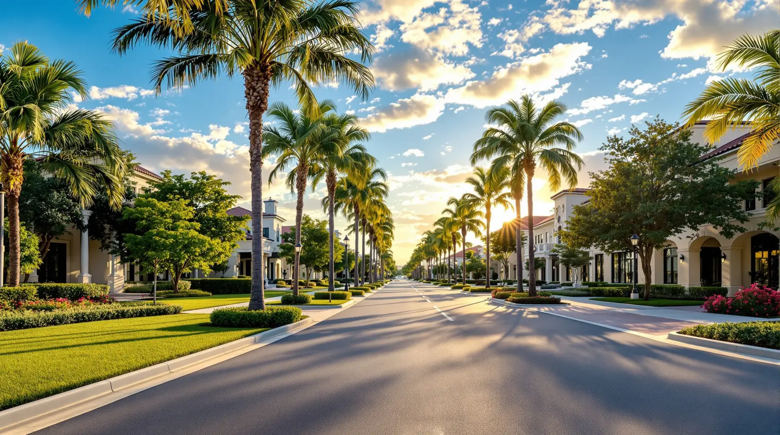 Palm-lined boulevard in Lakewood Ranch Florida